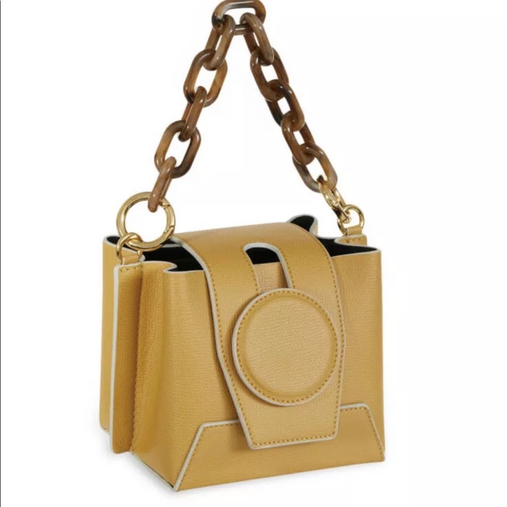 Yuzefi Daria Mini Mustard Yellow Bucket Bag Purse Gem